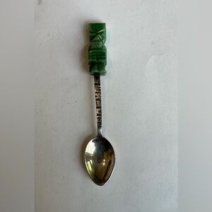 Vintage Sterling Silver Green Jade Mexico Spoon